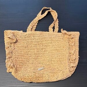 Elegant Tan Woven Tote Bag